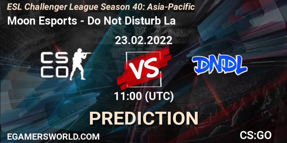 Pronóstico Moon Esports - Do Not Disturb La. 23.02.2022 at 12:00, Counter-Strike (CS2), ESL Challenger League Season 40: Asia-Pacific