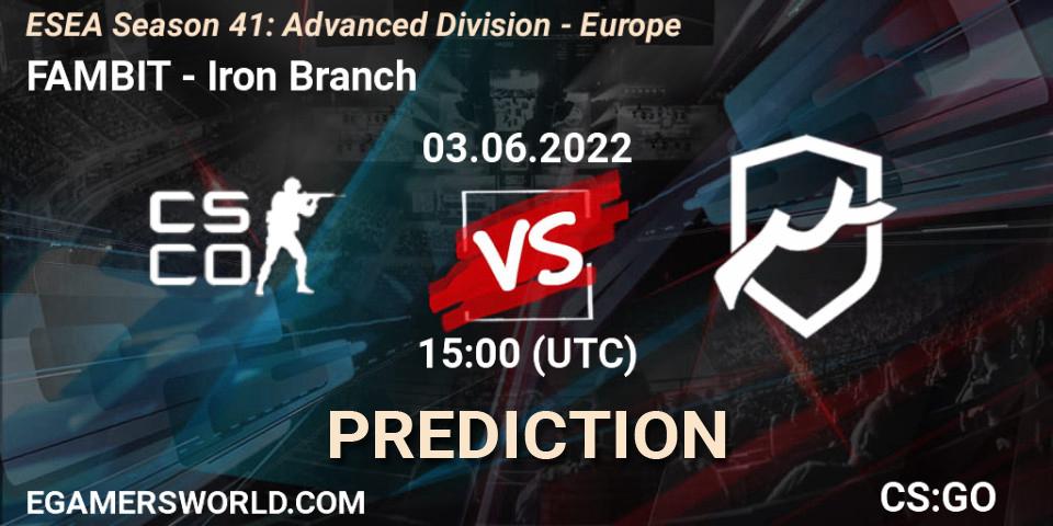 Pronóstico FAMBIT - Iron Branch. 03.06.2022 at 15:00, Counter-Strike (CS2), ESEA Season 41: Advanced Division - Europe