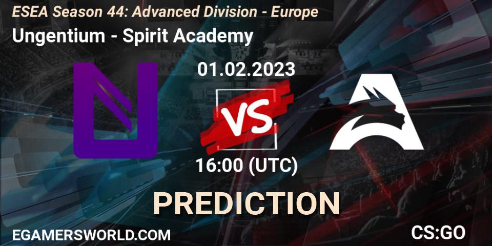 Pronóstico Ungentium - Spirit Academy. 01.02.23, CS2 (CS:GO), ESEA Season 44: Advanced Division - Europe