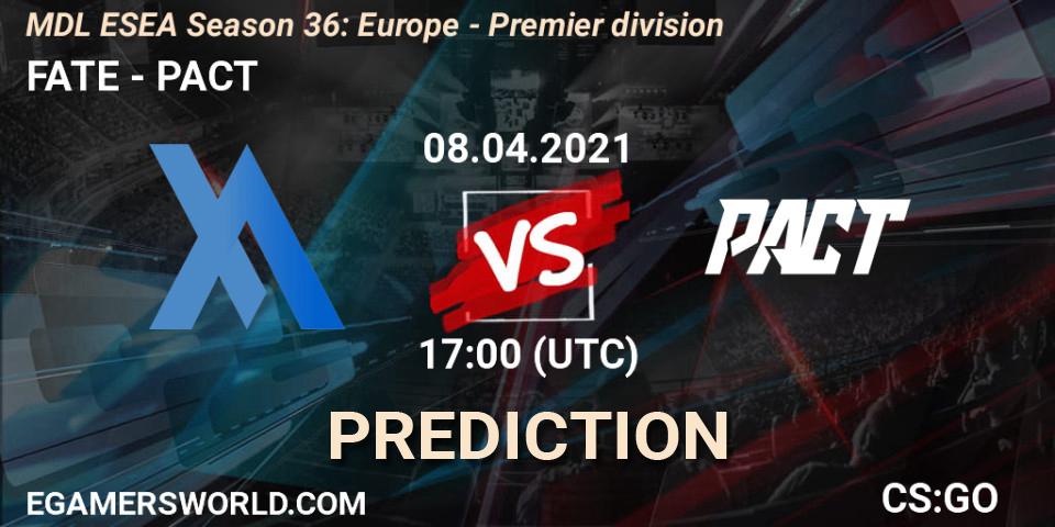 Pronóstico FATE - PACT. 15.04.2021 at 19:00, Counter-Strike (CS2), MDL ESEA Season 36: Europe - Premier division