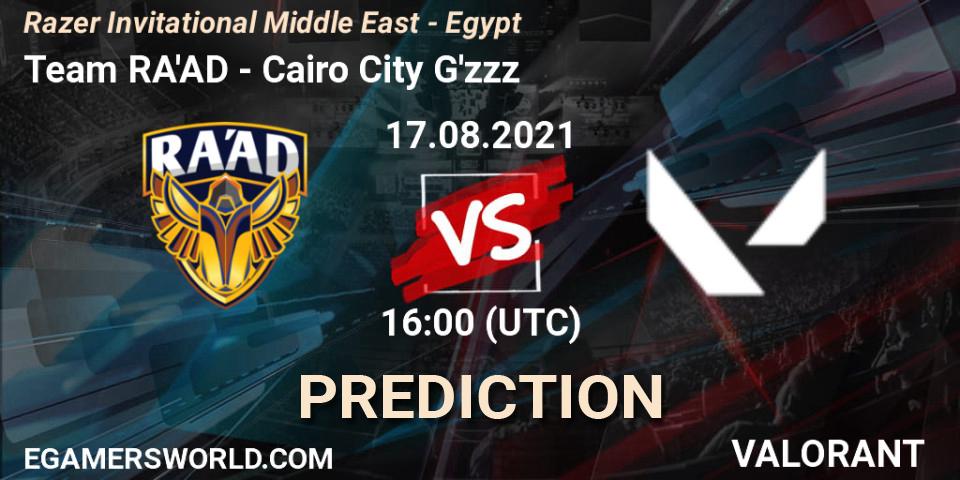 Pronóstico Team RA'AD - Cairo City G'zzz. 17.08.2021 at 16:00, VALORANT, Razer Invitational Middle East - Egypt