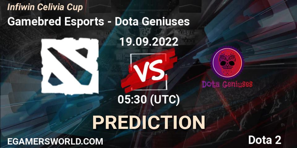 Pronóstico Gamebred Esports - Dota Geniuses. 19.09.2022 at 05:29, Dota 2, Infiwin Celivia Cup 