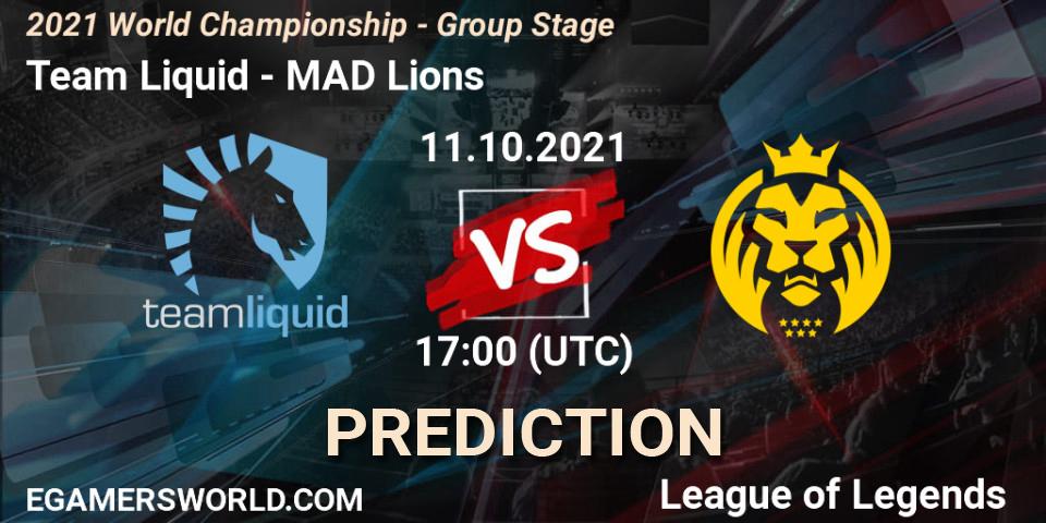 Pronóstico Team Liquid - MAD Lions. 11.10.2021 at 17:00, LoL, 2021 World Championship - Group Stage