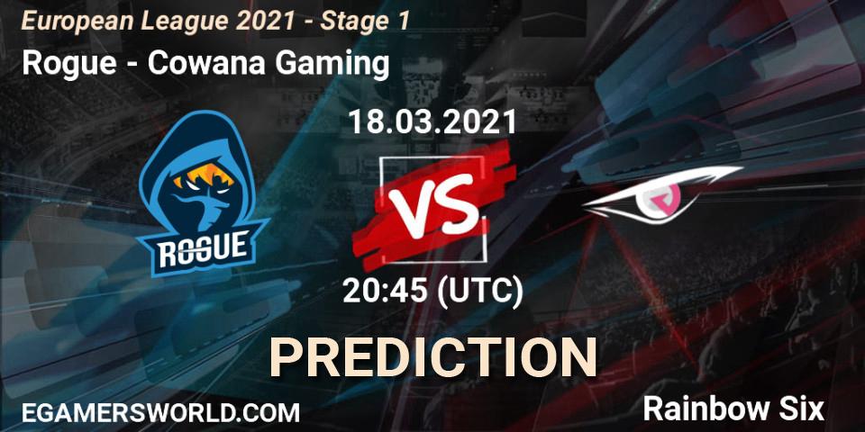 Pronóstico Rogue - Cowana Gaming. 18.03.2021 at 20:45, Rainbow Six, European League 2021 - Stage 1