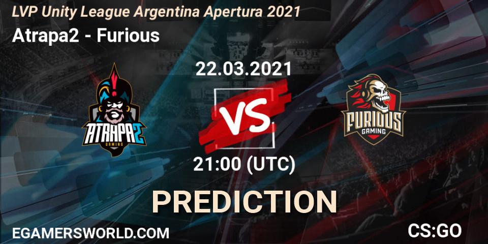 Pronóstico Atrapa2 - Furious. 22.03.2021 at 21:00, Counter-Strike (CS2), LVP Unity League Argentina Apertura 2021