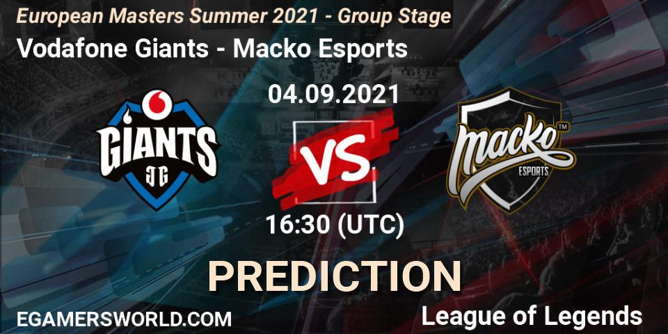 Pronóstico Vodafone Giants - Macko Esports. 04.09.21, LoL, European Masters Summer 2021 - Group Stage