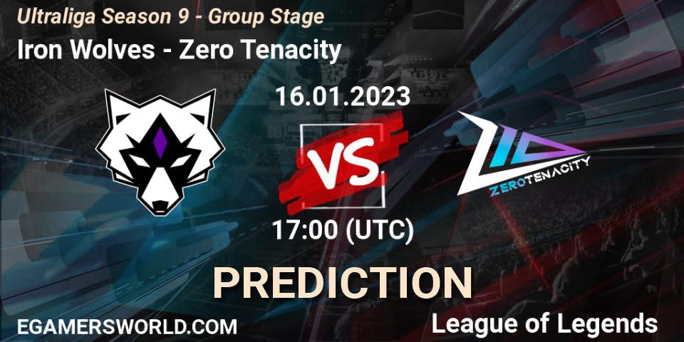 Pronóstico Iron Wolves - Zero Tenacity. 16.01.2023 at 17:00, LoL, Ultraliga Season 9 - Group Stage