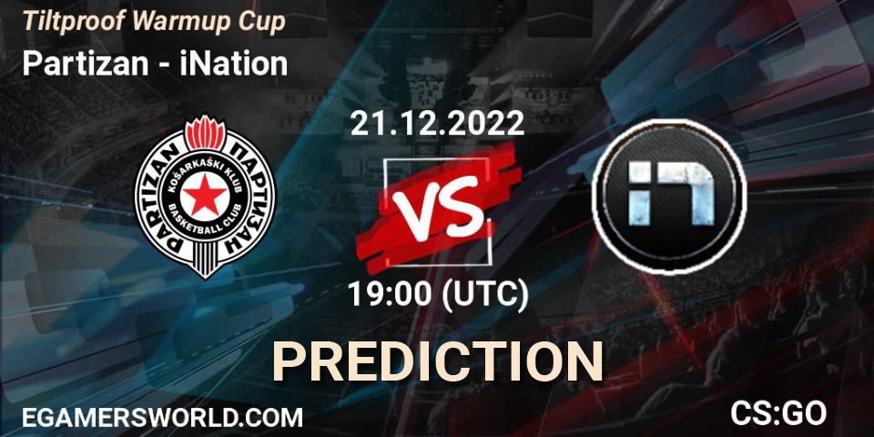Pronóstico Partizan - iNation. 21.12.2022 at 19:00, Counter-Strike (CS2), Tiltproof Warmup Cup