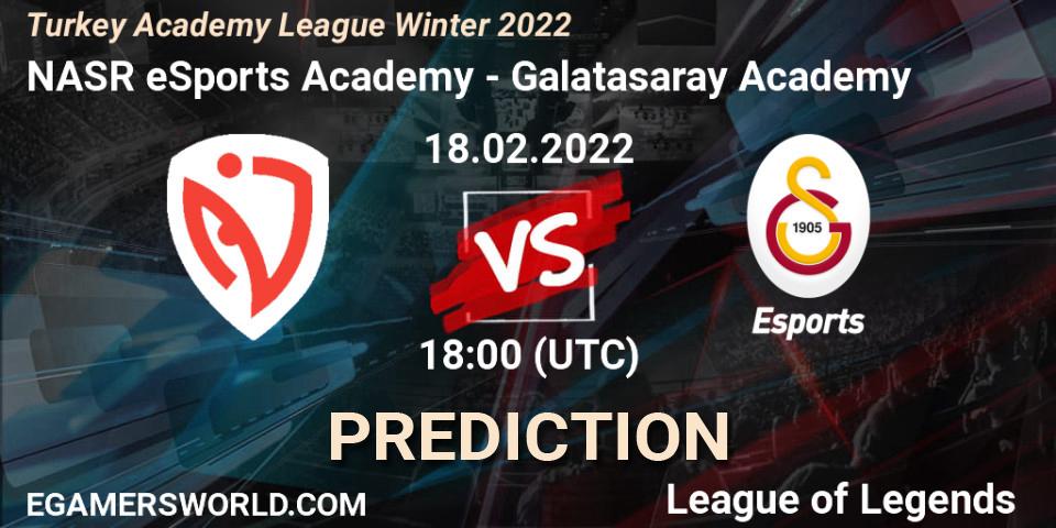 Pronóstico NASR eSports Academy - Galatasaray Academy. 18.02.2022 at 18:00, LoL, Turkey Academy League Winter 2022