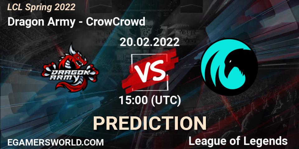 Pronóstico Dragon Army - CrowCrowd. 20.02.22, LoL, LCL Spring 2022