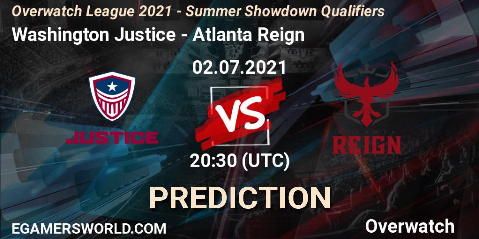 Pronóstico Washington Justice - Atlanta Reign. 02.07.2021 at 21:00, Overwatch, Overwatch League 2021 - Summer Showdown Qualifiers