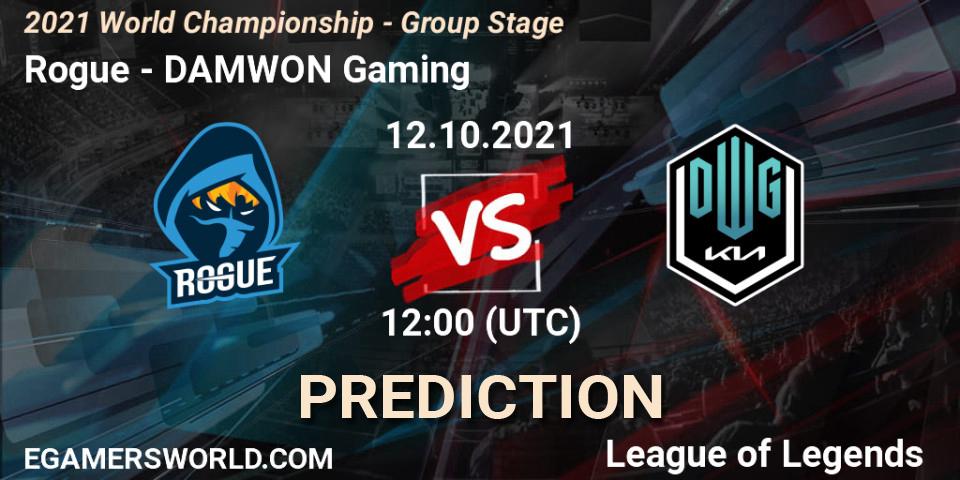 Pronóstico Rogue - DAMWON Gaming. 12.10.2021 at 12:00, LoL, 2021 World Championship - Group Stage