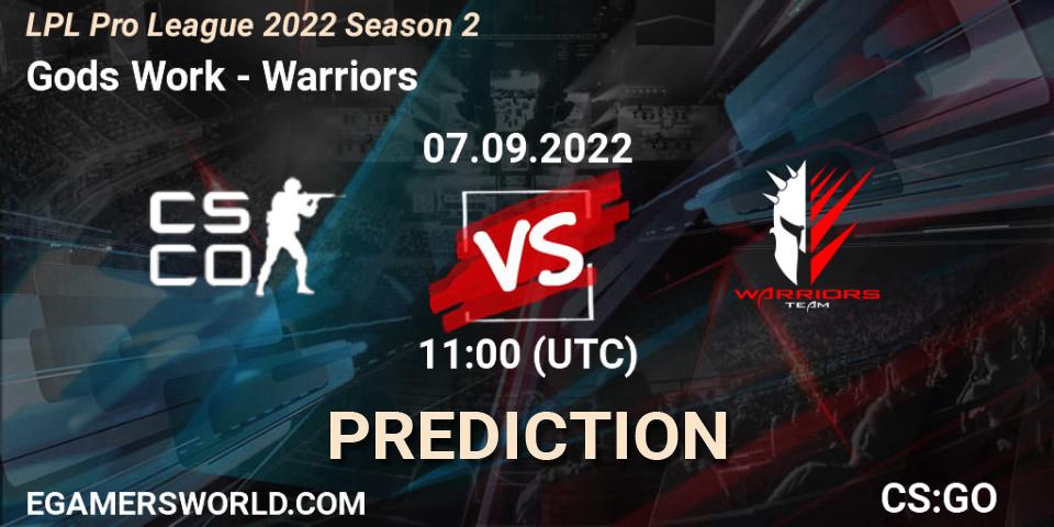 Pronóstico Gods Work - Warriors. 07.09.22, CS2 (CS:GO), LPL Pro League 2022 Season 2