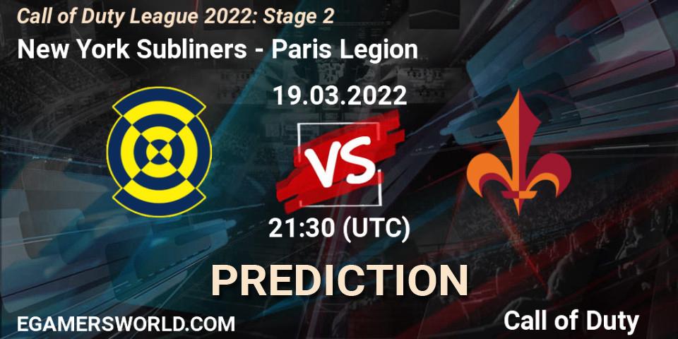 Pronóstico New York Subliners - Paris Legion. 19.03.22, Call of Duty, Call of Duty League 2022: Stage 2