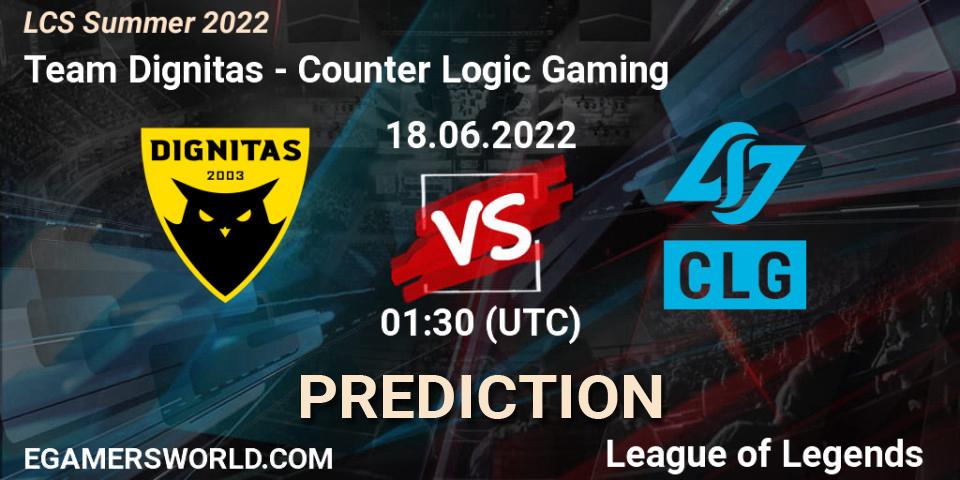 Pronóstico Team Dignitas - Counter Logic Gaming. 18.06.2022 at 01:30, LoL, LCS Summer 2022