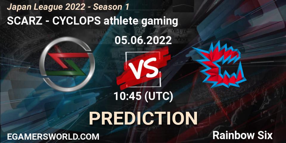 Pronóstico SCARZ - CYCLOPS athlete gaming. 05.06.2022 at 10:45, Rainbow Six, Japan League 2022 - Season 1