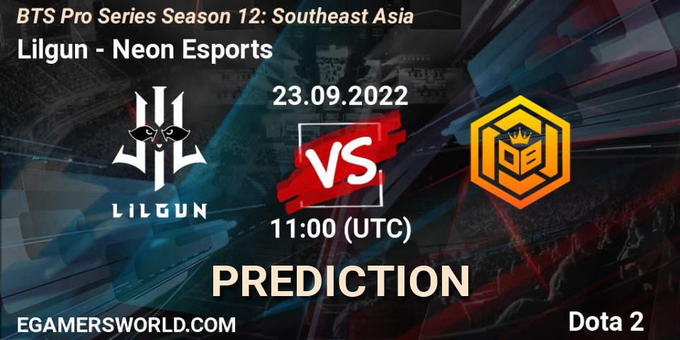 Pronóstico Lilgun - Neon Esports. 23.09.2022 at 10:57, Dota 2, BTS Pro Series Season 12: Southeast Asia