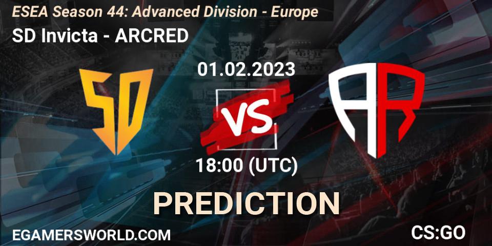 Pronóstico SD Invicta - ARCRED. 01.02.23, CS2 (CS:GO), ESEA Season 44: Advanced Division - Europe