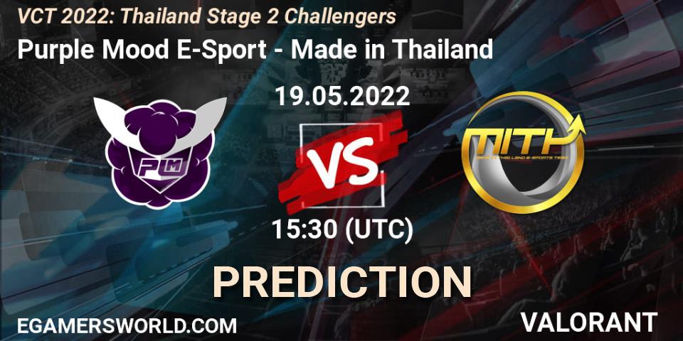 Pronóstico Purple Mood E-Sport - Made in Thailand. 19.05.2022 at 13:30, VALORANT, VCT 2022: Thailand Stage 2 Challengers