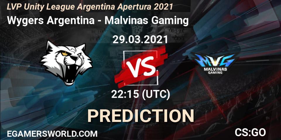 Pronóstico Wygers Argentina - Malvinas Gaming. 29.03.2021 at 22:15, Counter-Strike (CS2), LVP Unity League Argentina Apertura 2021