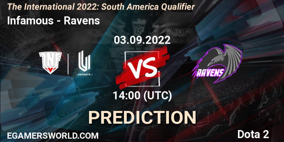 Pronóstico Infamous - Ravens. 03.09.22, Dota 2, The International 2022: South America Qualifier