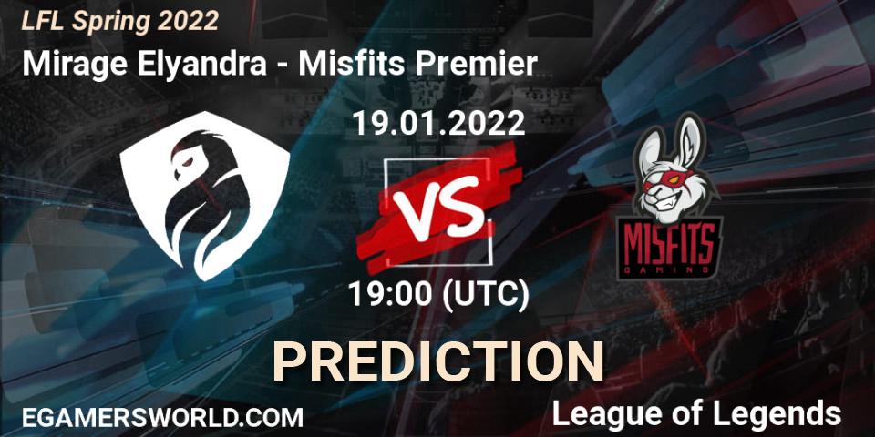 Pronóstico Mirage Elyandra - Misfits Premier. 19.01.2022 at 19:00, LoL, LFL Spring 2022
