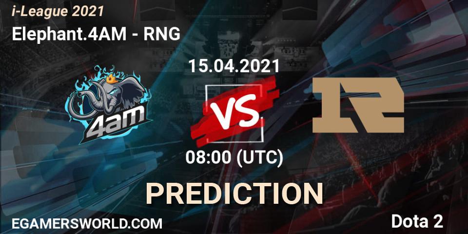 Pronóstico Elephant.4AM - RNG. 14.04.2021 at 08:05, Dota 2, i-League 2021 Season 1