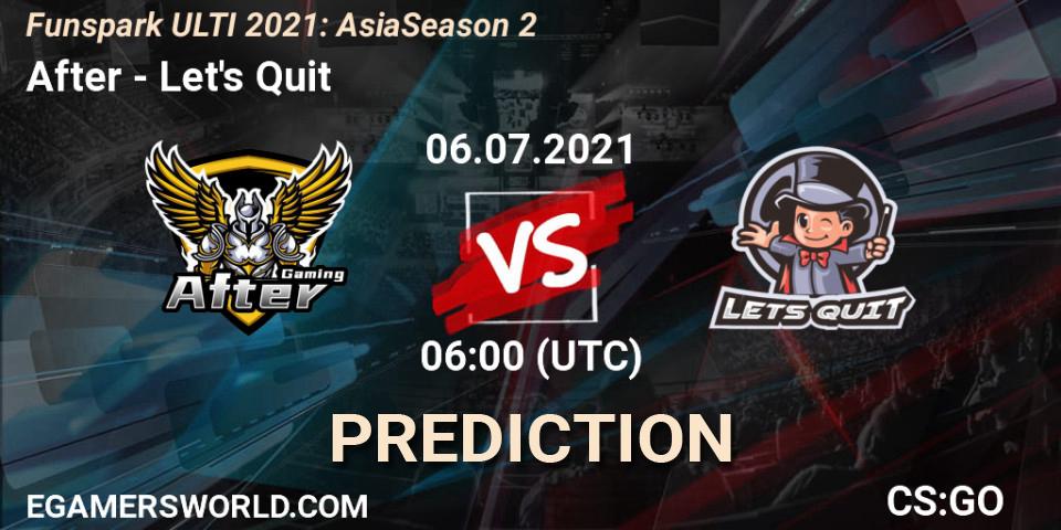 Pronóstico After - Let's Quit. 06.07.2021 at 06:00, Counter-Strike (CS2), Funspark ULTI 2021: Asia Season 2