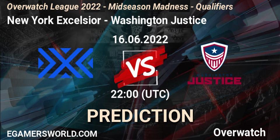 Pronóstico New York Excelsior - Washington Justice. 16.06.2022 at 22:00, Overwatch, Overwatch League 2022 - Midseason Madness - Qualifiers