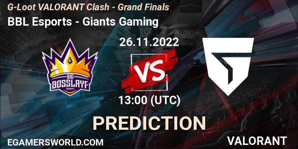 Pronóstico BBL Esports - Giants Gaming. 26.11.22, VALORANT, G-Loot VALORANT Clash - Grand Finals