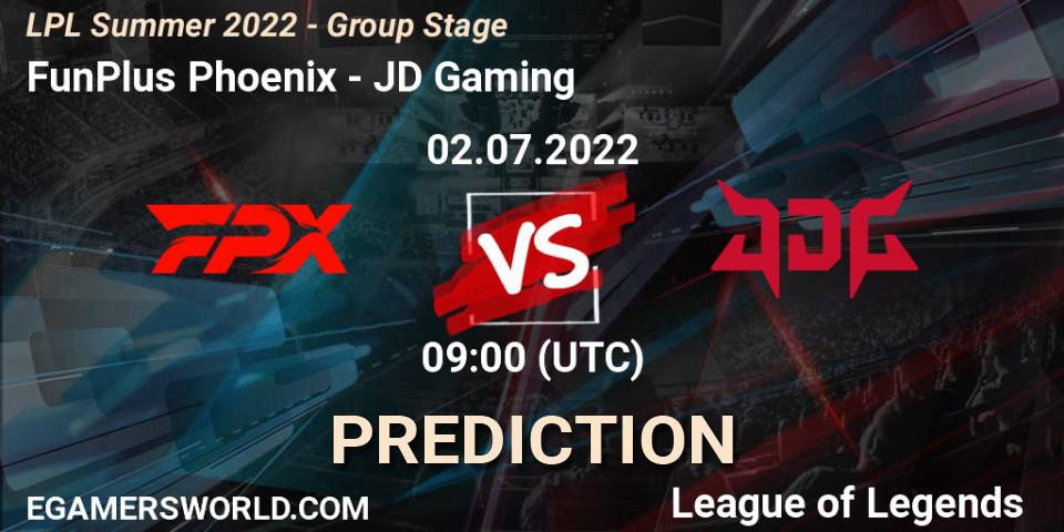 Pronóstico FunPlus Phoenix - JD Gaming. 02.07.22, LoL, LPL Summer 2022 - Group Stage