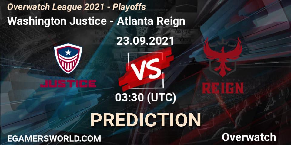 Pronóstico Washington Justice - Atlanta Reign. 22.09.2021 at 23:00, Overwatch, Overwatch League 2021 - Playoffs