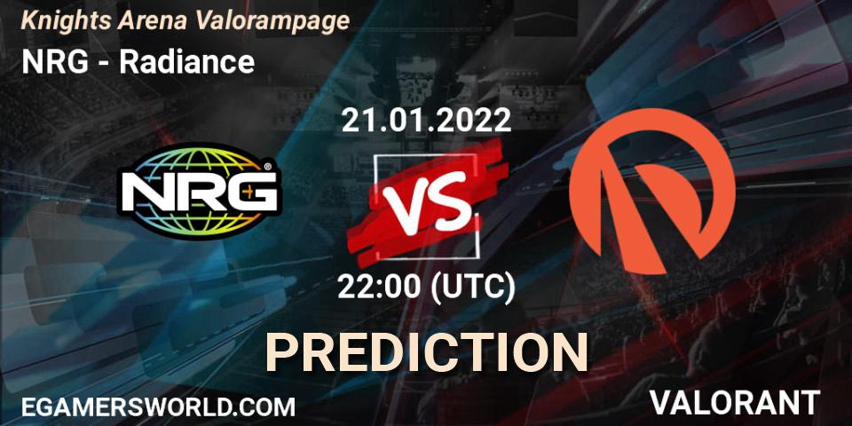 Pronóstico NRG - Radiance. 21.01.2022 at 22:00, VALORANT, Knights Arena Valorampage