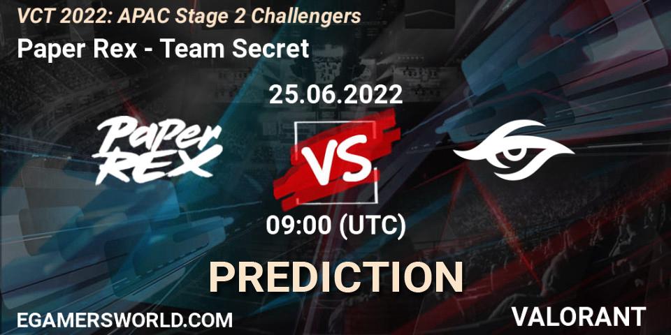Pronóstico Paper Rex - Team Secret. 25.06.22, VALORANT, VCT 2022: APAC Stage 2 Challengers