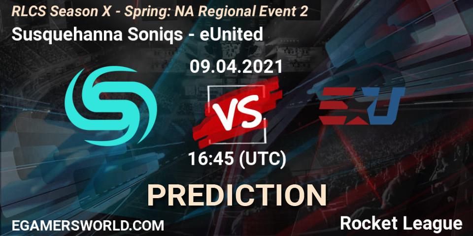 Pronóstico Susquehanna Soniqs - eUnited. 09.04.2021 at 16:45, Rocket League, RLCS Season X - Spring: NA Regional Event 2
