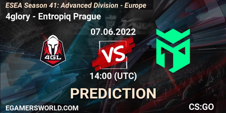Pronóstico 4glory - Entropiq Prague. 07.06.2022 at 14:00, Counter-Strike (CS2), ESEA Season 41: Advanced Division - Europe