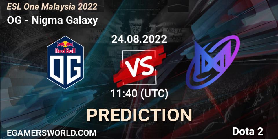 Pronóstico OG - Nigma Galaxy. 24.08.22, Dota 2, ESL One Malaysia 2022