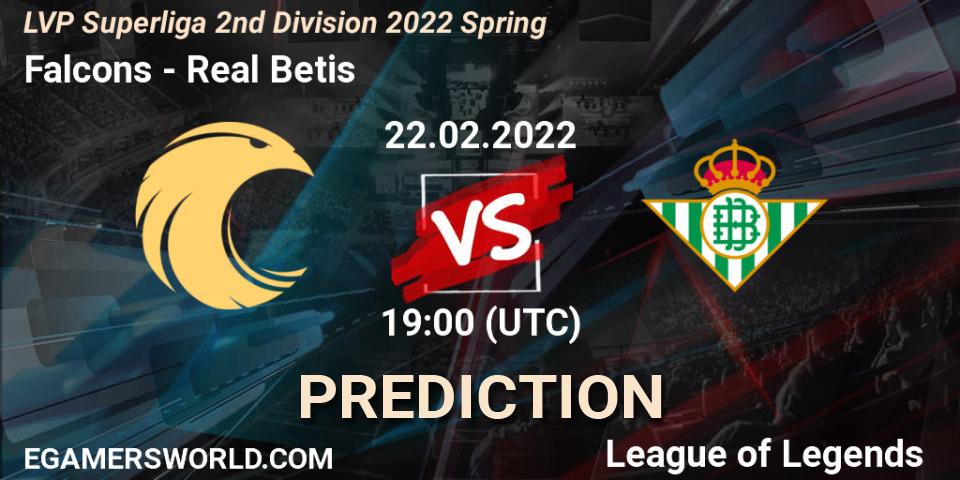Pronóstico Falcons - Real Betis. 22.02.2022 at 19:00, LoL, LVP Superliga 2nd Division 2022 Spring