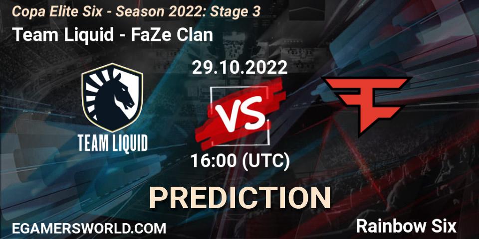 Pronóstico Team Liquid - FaZe Clan. 29.10.22, Rainbow Six, Copa Elite Six - Season 2022: Stage 3