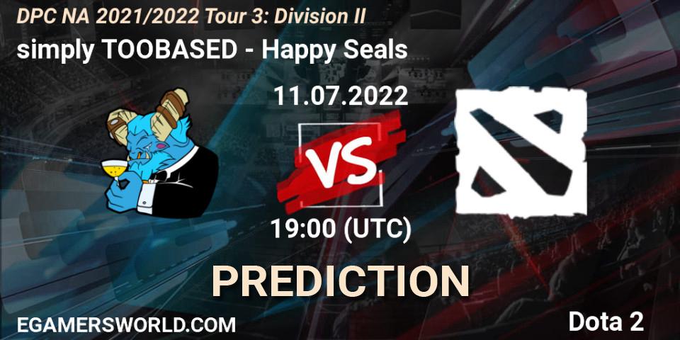 Pronóstico simply TOOBASED - Happy Seals. 11.07.2022 at 19:11, Dota 2, DPC NA 2021/2022 Tour 3: Division II