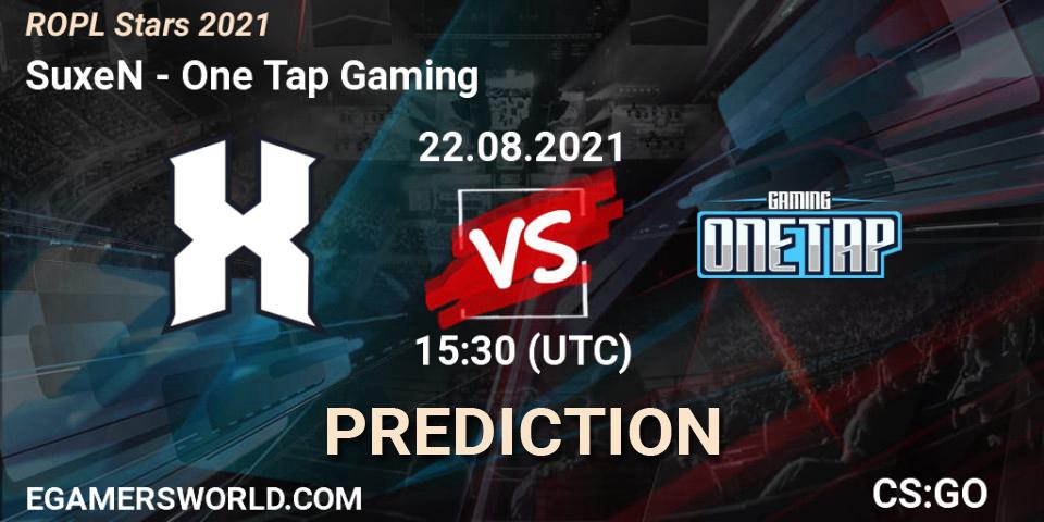 Pronóstico SuxeN - One Tap Gaming. 22.08.2021 at 13:00, Counter-Strike (CS2), ROPL Stars 2021