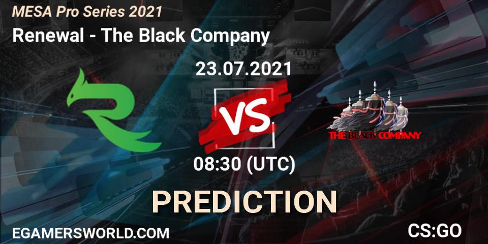 Pronóstico Renewal - The Black Company. 23.07.2021 at 08:30, Counter-Strike (CS2), MESA Pro Series 2021