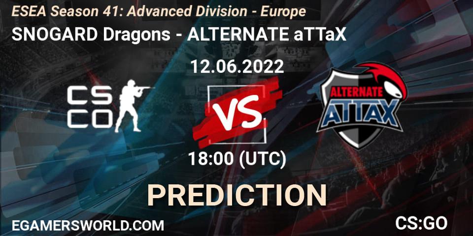 Pronóstico SNOGARD Dragons - ALTERNATE aTTaX. 12.06.2022 at 18:00, Counter-Strike (CS2), ESEA Season 41: Advanced Division - Europe