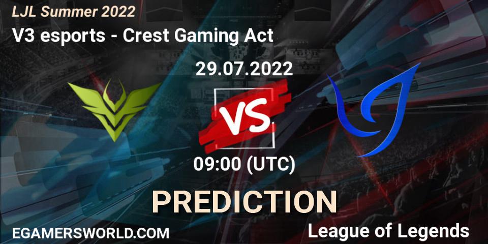 Pronóstico V3 esports - Crest Gaming Act. 29.07.2022 at 09:00, LoL, LJL Summer 2022