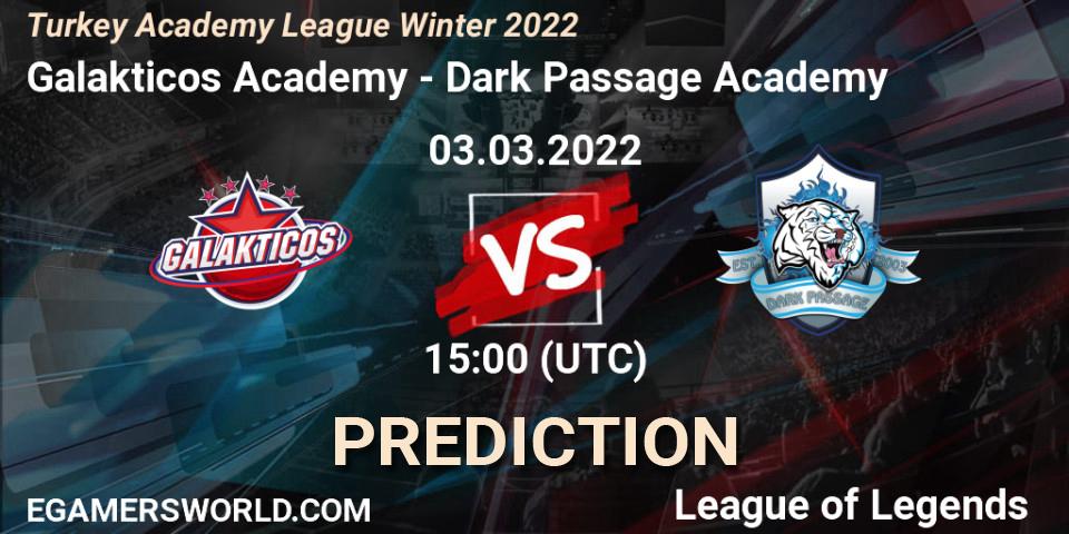Pronóstico Galakticos Academy - Dark Passage Academy. 03.03.2022 at 15:00, LoL, Turkey Academy League Winter 2022