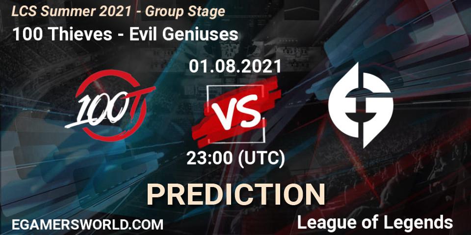 Pronóstico 100 Thieves - Evil Geniuses. 01.08.2021 at 23:00, LoL, LCS Summer 2021 - Group Stage