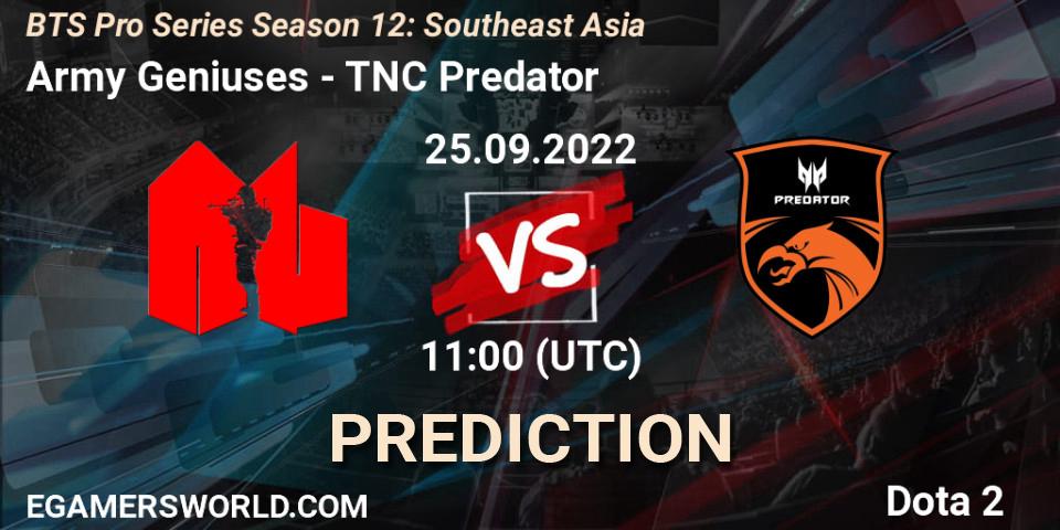 Pronóstico Army Geniuses - TNC Predator. 25.09.2022 at 10:53, Dota 2, BTS Pro Series Season 12: Southeast Asia
