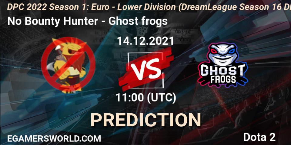 Pronóstico No Bounty Hunter - Ghost frogs. 14.12.2021 at 10:55, Dota 2, DPC 2022 Season 1: Euro - Lower Division (DreamLeague Season 16 DPC WEU)