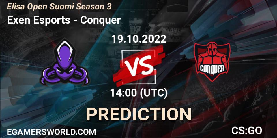 Pronóstico Exen Esports - Conquer. 19.10.22, CS2 (CS:GO), Elisa Open Suomi Season 3