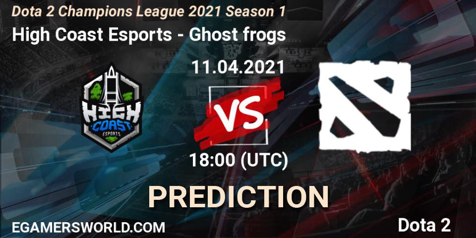 Pronóstico High Coast Esports - Ghost frogs. 11.04.2021 at 16:15, Dota 2, Dota 2 Champions League 2021 Season 1